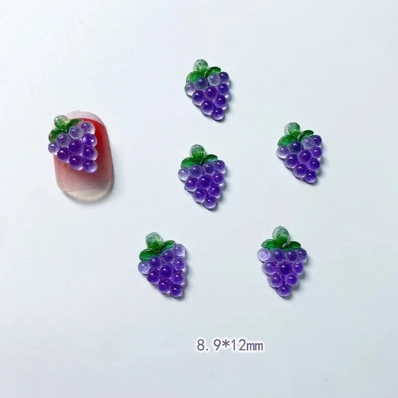 20-Pack 3D Mini Red Cherry Nail Charms Resin Nail Art Decorations for DIY Manicure