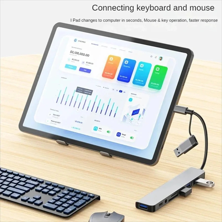 8-in-2 USB-C Hub Docking Station with Micro SD/TF Card Reader, 3.5mm Audio & USB 3.0/2.0 Ports