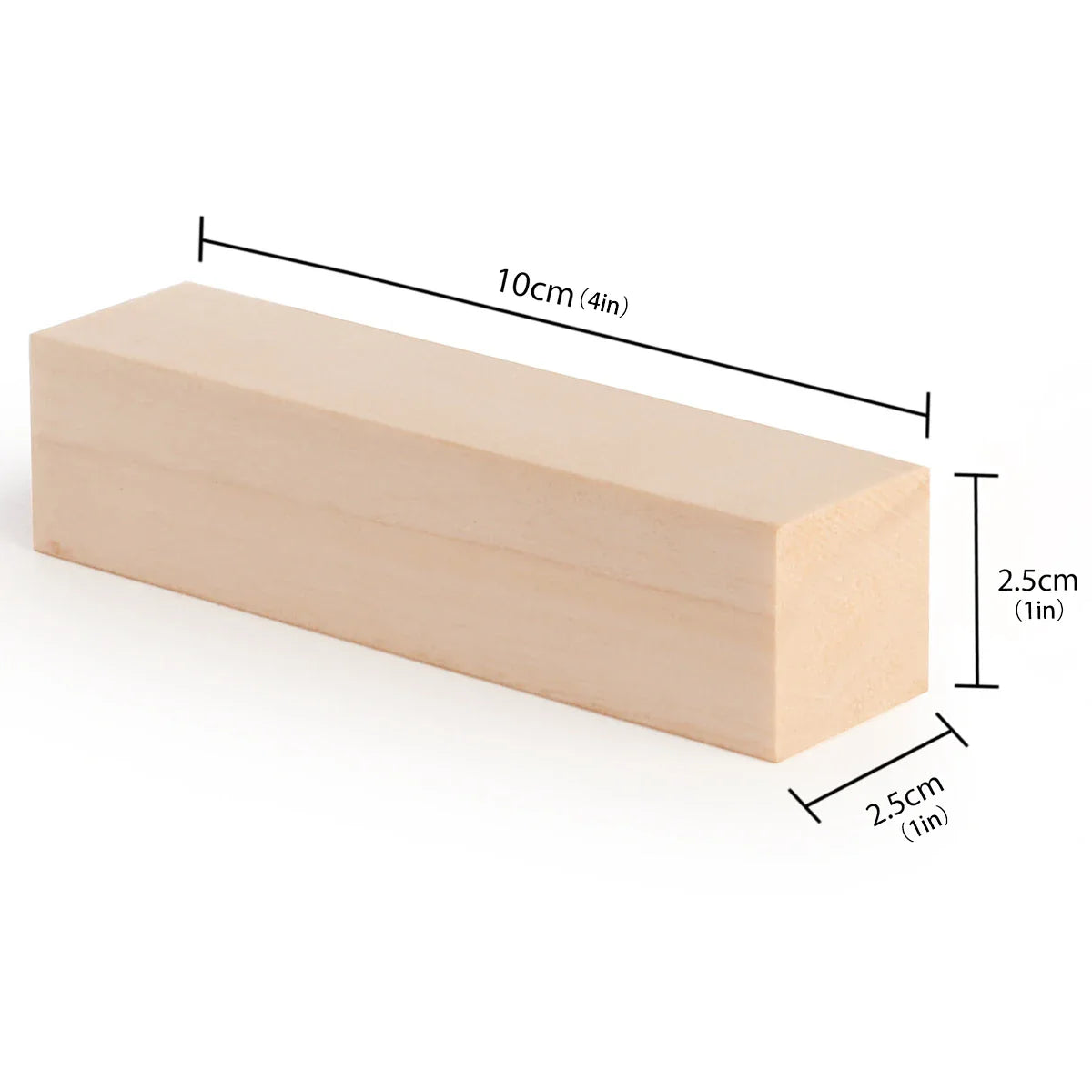 5-Piece Basswood Carving Block Set — 1 block 4×2×2 in (10×5×5 cm) + 4 blocks 4×1×1 in (10×2.5×2.5 cm) Unfinished Wood for Carving, Whittling & DIY Crafts