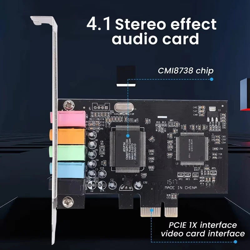 PCIe x1 4.1/6-Channel 24-Bit 3D Audio PCI Express Sound Card for PC EAX A3D DirectSound