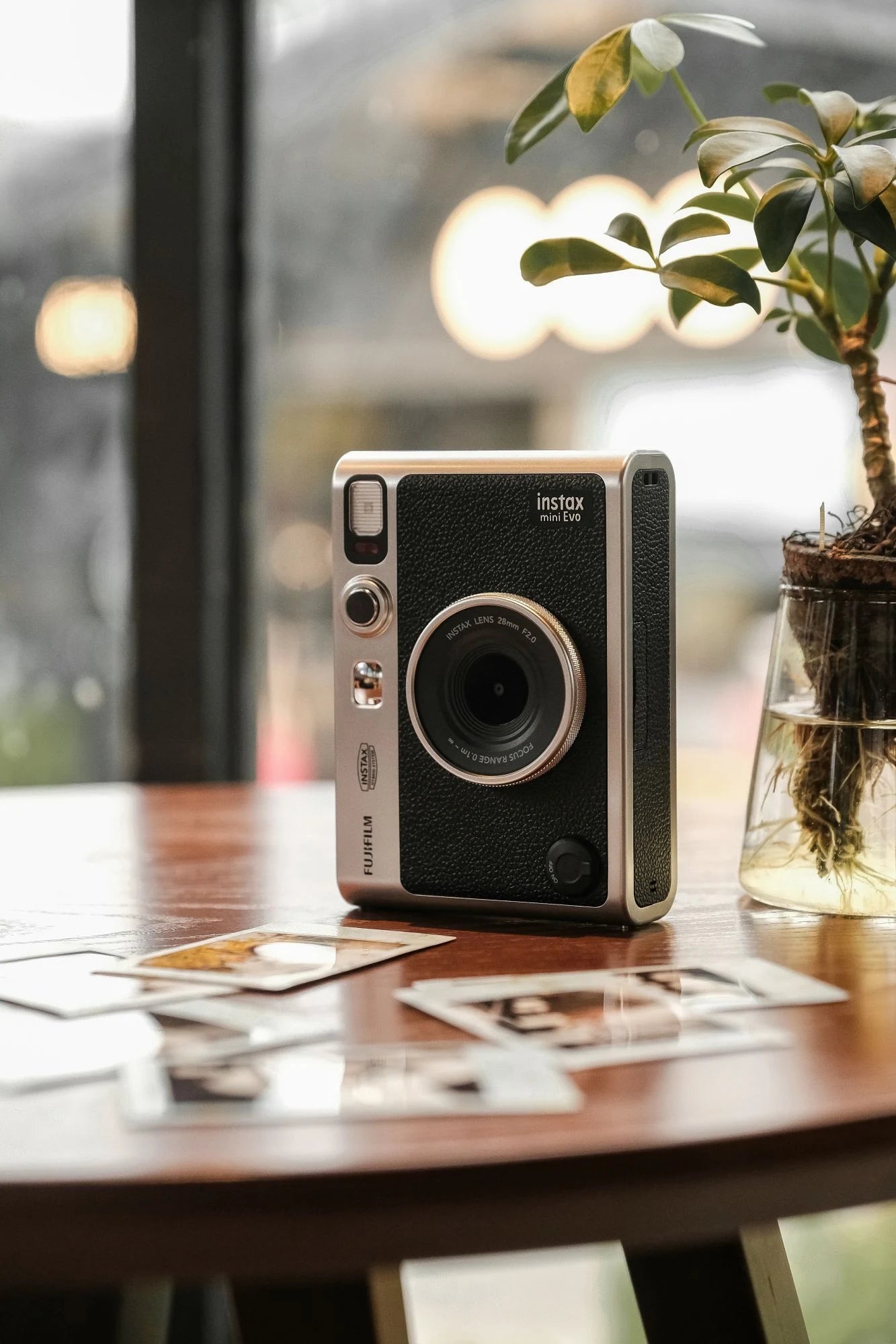 Retro Instant Film Camera Black/Brown Bare Metal – Compatible with 3-Inch (76 mm) Instant Film
