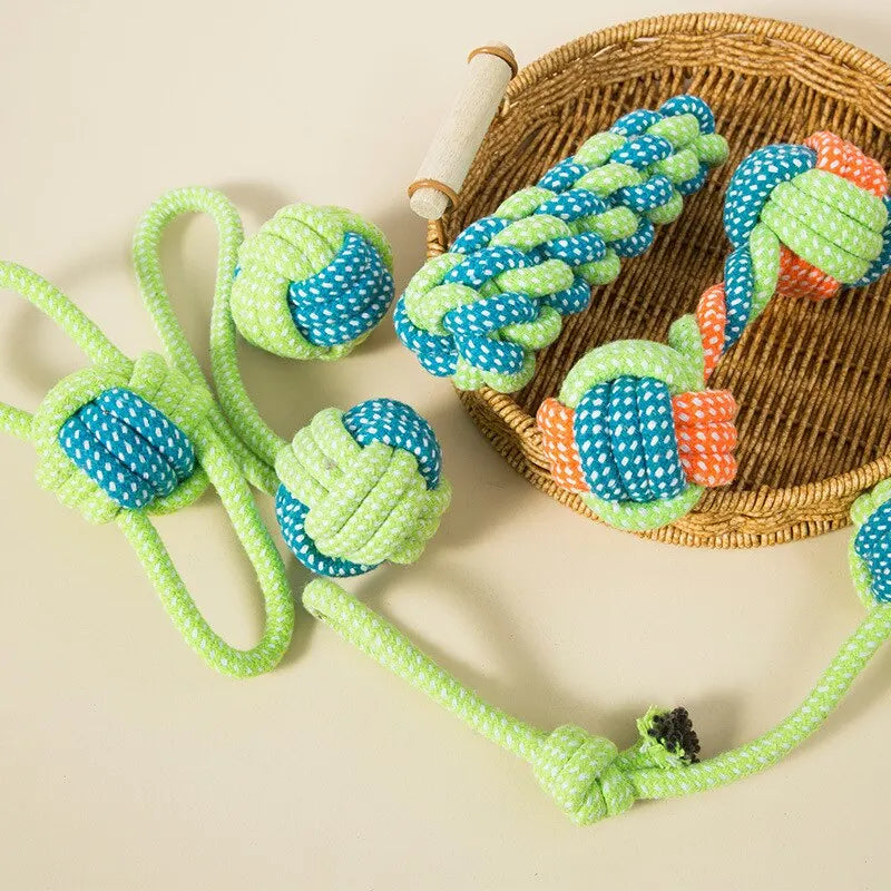 Bite-Resistant Rope Knot Chew Toy for Dogs & Cats — Teeth Cleaning, Boredom Relief & Training (4-Pack / 7-Pack)