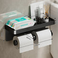 Wall-Mounted Toilet Paper Holder with Shelf - Aluminum Alloy Rustproof Bathroom Roll Holder