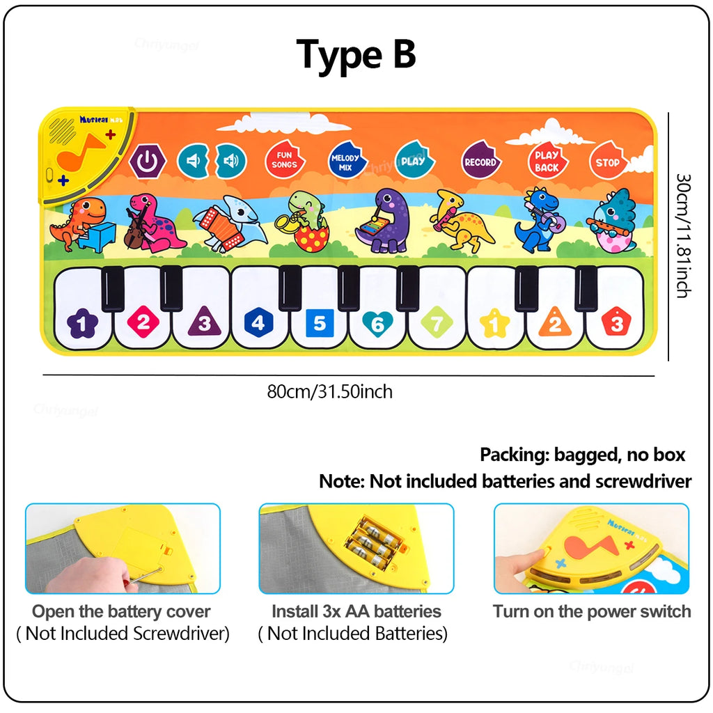 Kids Piano Mat Floor Keyboard – Musical Dance Play Mat for Toddlers, Interactive Fitness Toy Gift