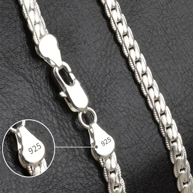 925 Sterling Silver Skeleton Pendant Link Chain Necklace - Unisex Classic Wedding Jewelry