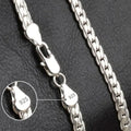 925 Sterling Silver Skeleton Pendant Link Chain Necklace - Unisex Classic Wedding Jewelry