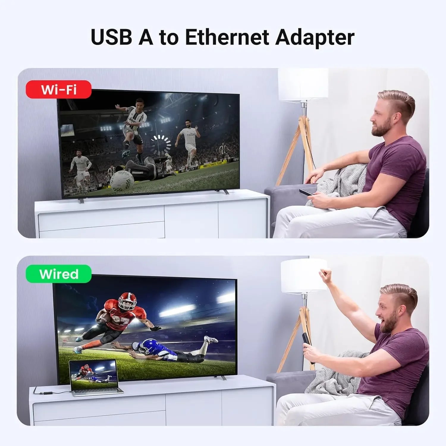 USB-C to Ethernet Adapter RJ45 Gigabit 10/100/1000Mbps - USB Type-C Network Adapter for MacBook & Windows PCs