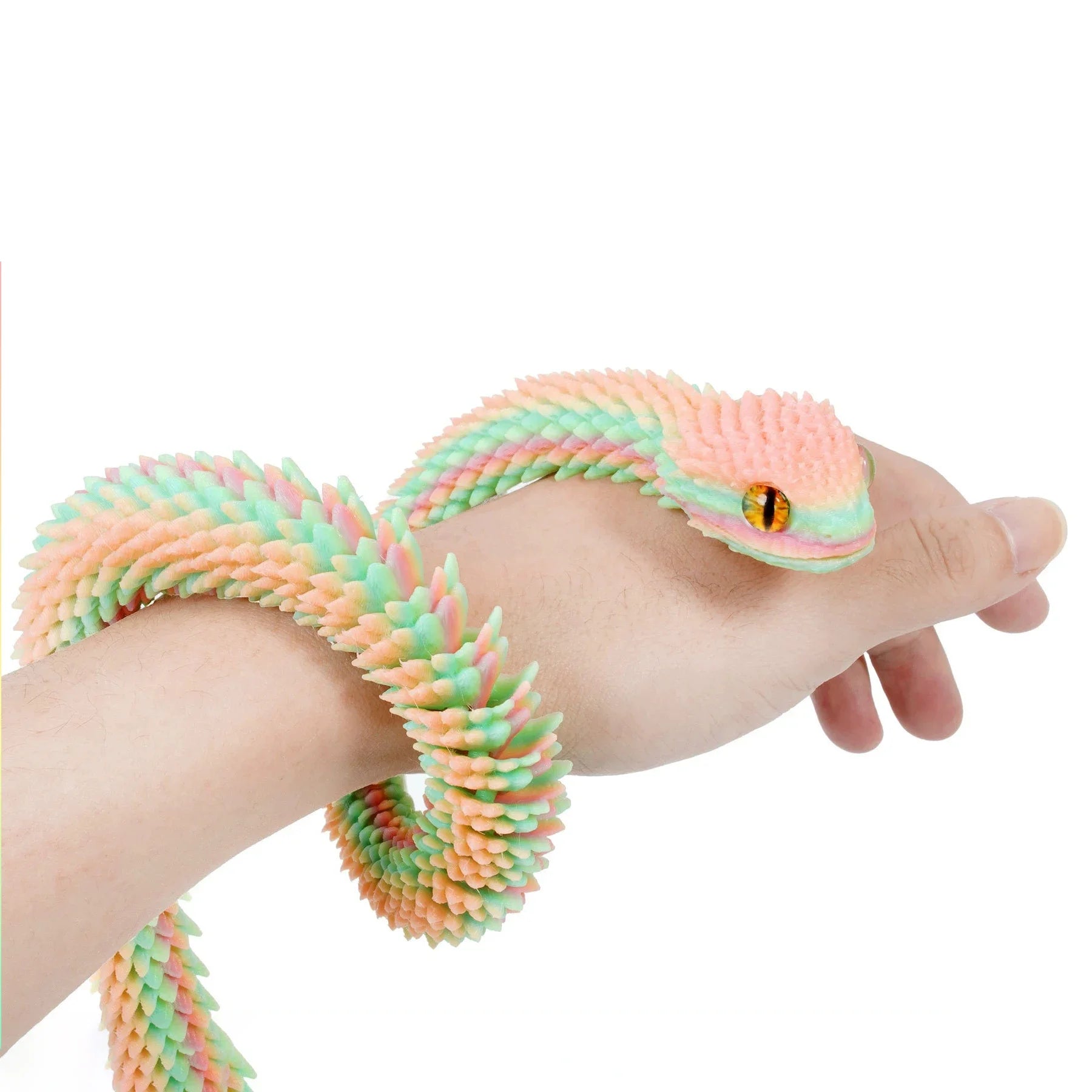 3D Printed Articulated Snake & Dragon Egg (22 cm / 8.7 in snake, 8 cm / 3.1 in egg) — Movable Joint Desktop Ornament, Fidget Toy & Anime Collectible