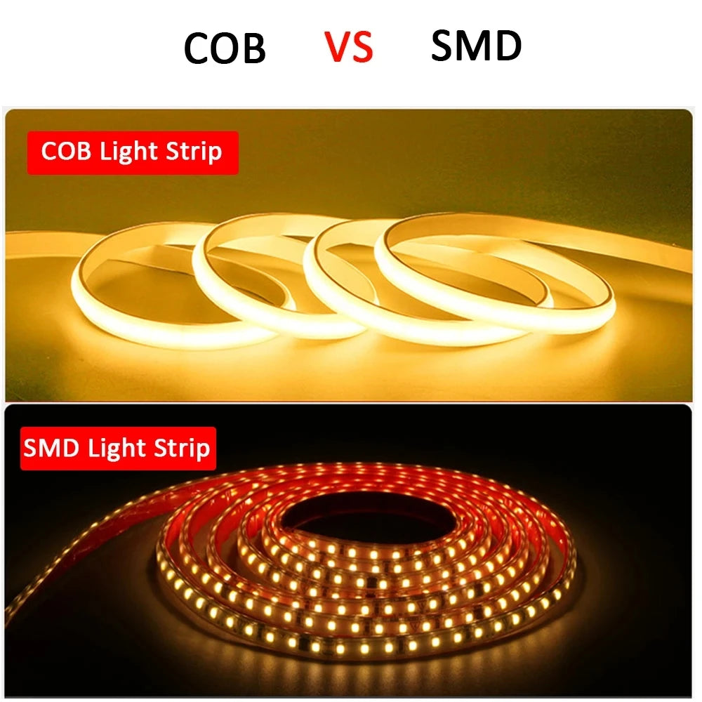 220V COB LED Strip Light with ON/OFF Switch IP65 Waterproof Flexible Ribbon Cuttable Every 50cm (3000K/6000K) for Bedroom Kitchen Garden