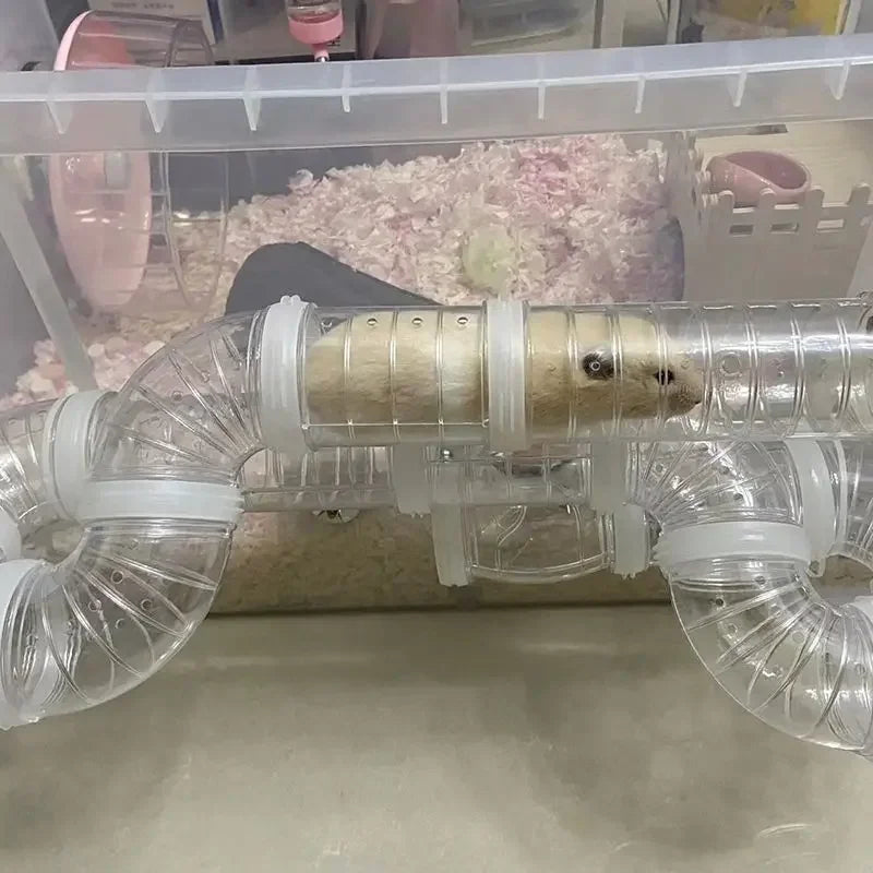 DIY Hamster Tunnel Tube Set 2.2 in (5.5 cm) Cage Connector Maze for Small Pets Blue & White