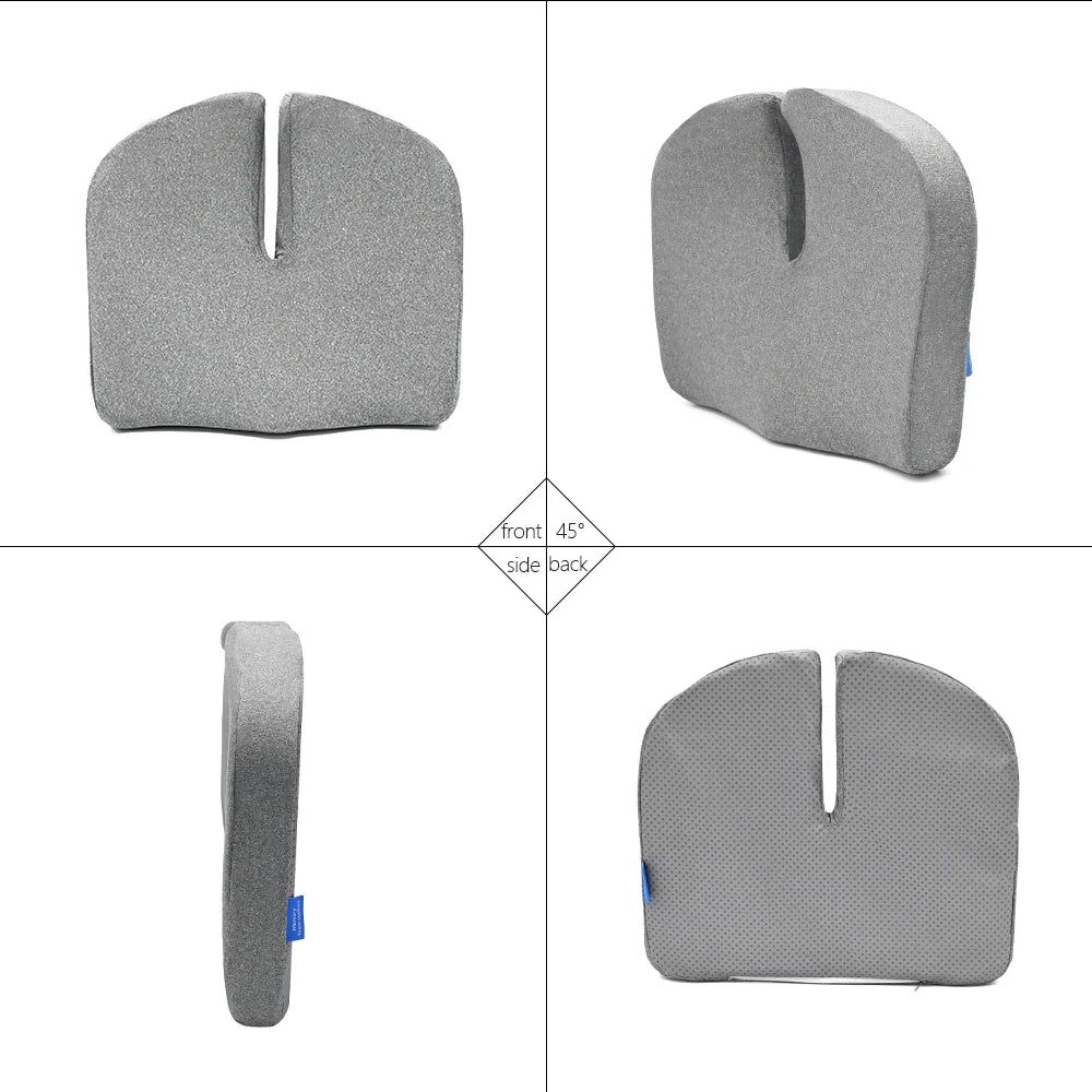 Orthopedic Memory Foam Coccyx Seat Cushion - Tailbone & Sciatica Relief Non-Slip for Office and Car