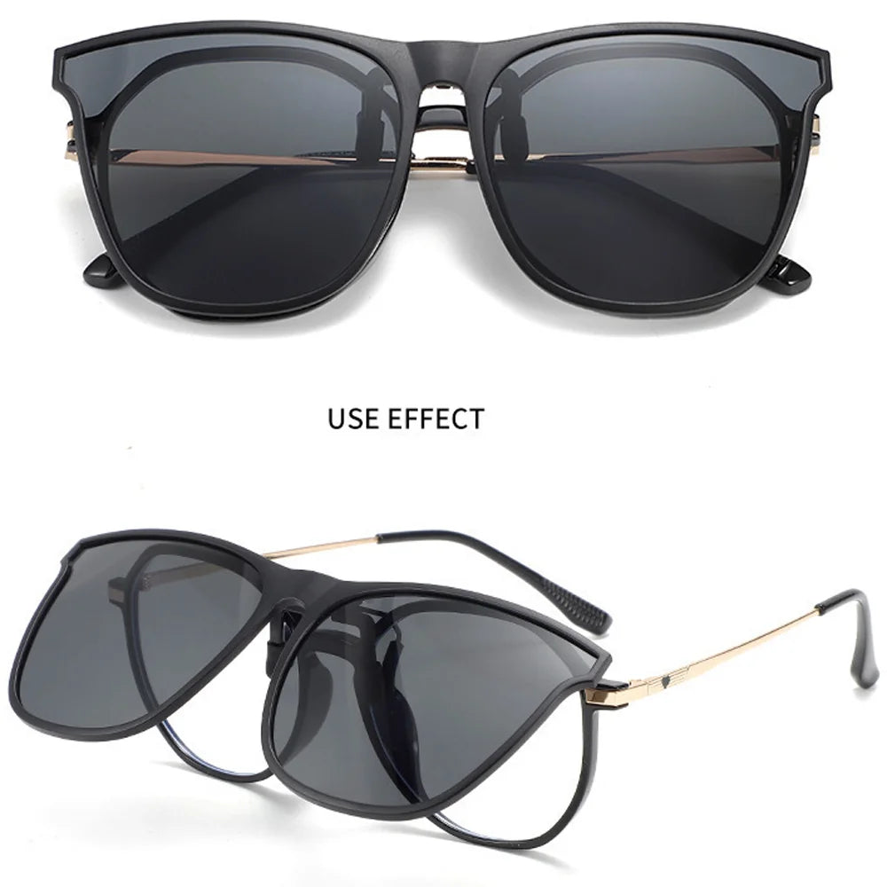 Polarized Clip-On Sunglasses for Men UV400 Anti-Glare Driving Square Shades