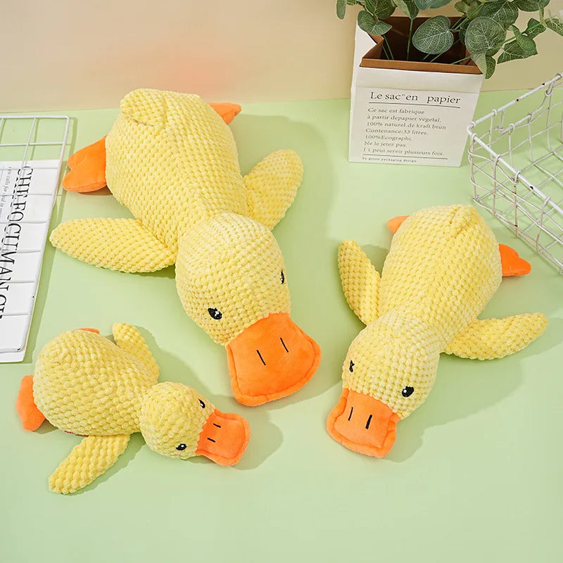 Plush Duck Dog Toy with Squeaker Bite Resistant Chew Toy for Teeth Grinding Relief