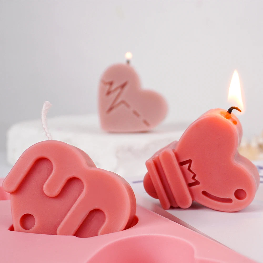 Angel Heart Silicone Mold Heart-Shaped Chocolate Cake Ice Cube Tray for Soap and Candle Making Valentine's Day Gift