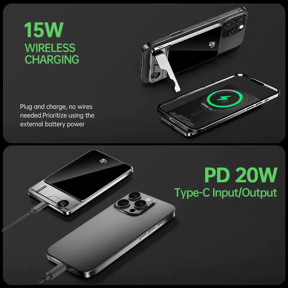 Ultra-Thin Magnetic Wireless Power Bank 5000/10000mAh – Fast MagSafe Portable Charger for iPhone, Apple Watch & Samsung