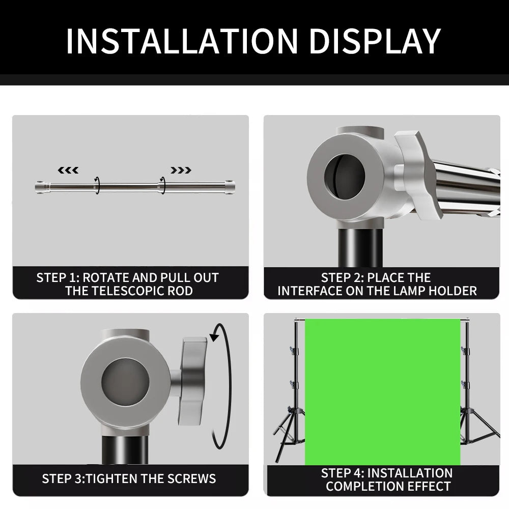 Universal Telescopic Background Crossbar 2m/3m (6.6 ft/9.8 ft) Adjustable Photography Backdrop Stand Boom