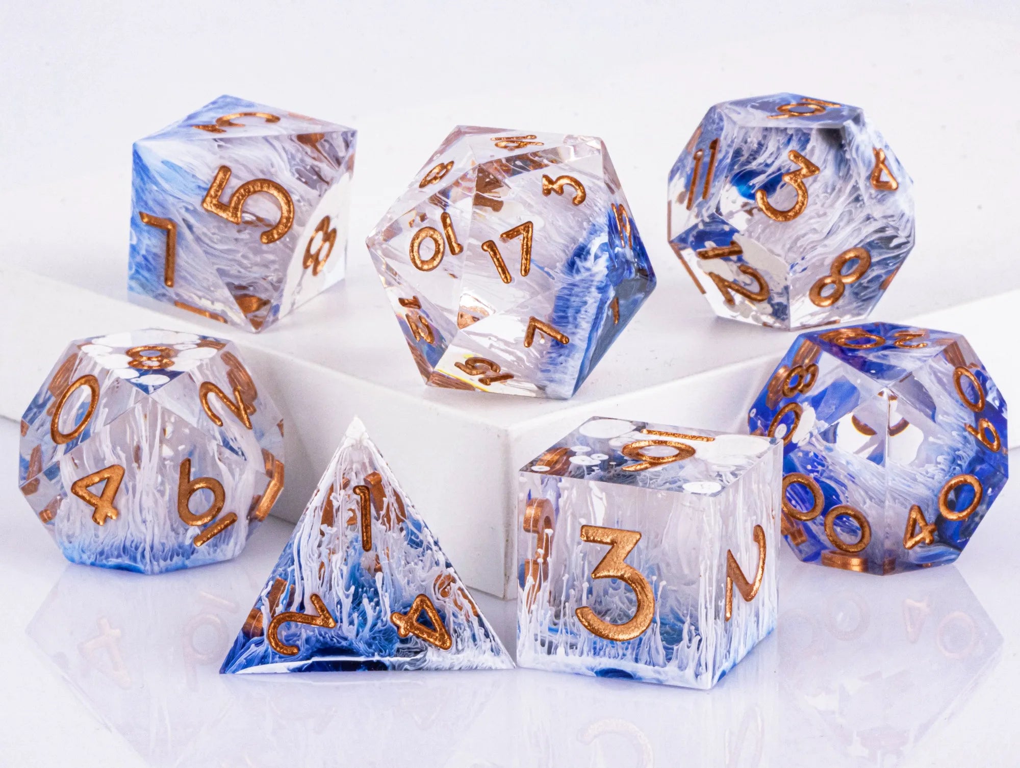 Handmade Resin 7-Piece D20 Polyhedral Dice Set for Dungeons & Dragons & Tabletop RPGs