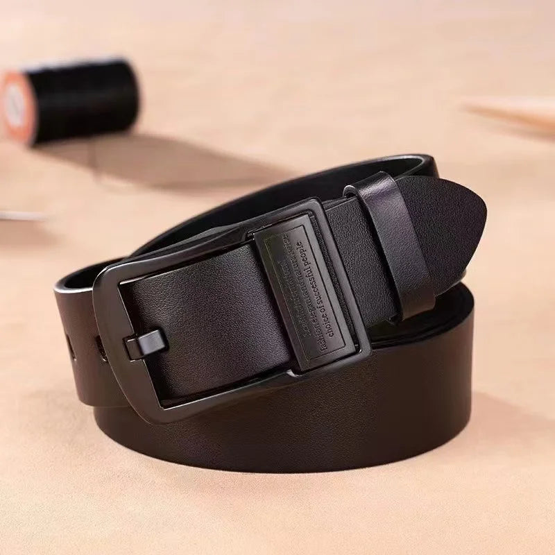 Men's Leather Cowhide Belt 1.5 in (3.8 cm) Metal Pin Buckle - Casual Business Jeans