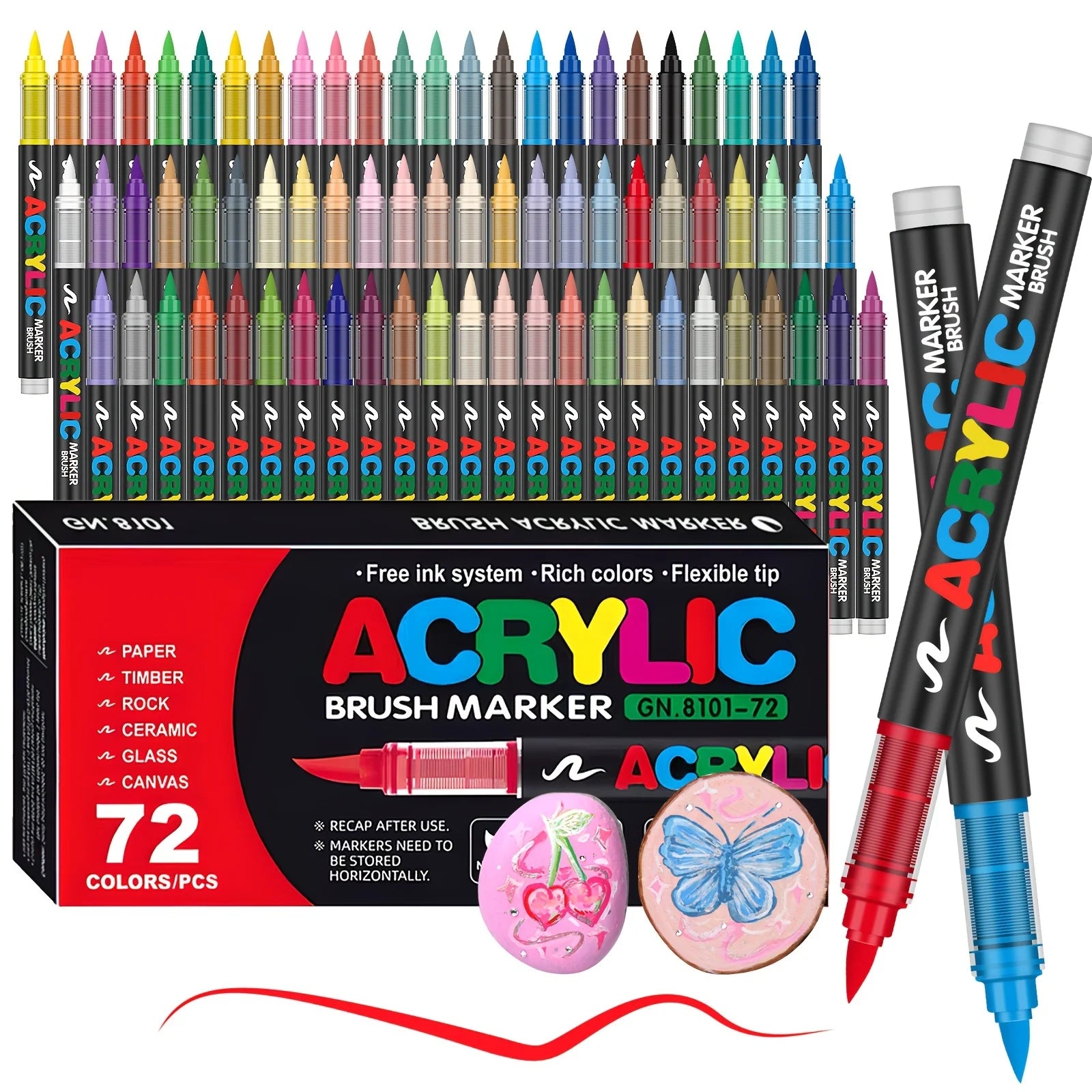 Acrylic Paint Pens Brush Tip - 12–120 Colors for Rock Painting, Wood, Canvas, Stone & DIY Crafts