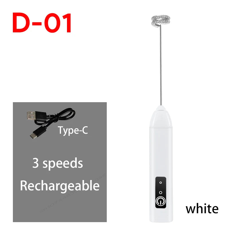 Wireless Electric Milk Frother & Egg Beater — USB-C Rechargeable Handheld Coffee Whisk, 3-Speed Mini Foam Maker