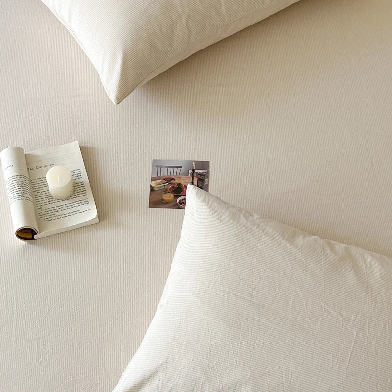 2-Pack 100% Cotton Pillowcases 48 x 74 cm (18.9 x 29.1 in) - Striped Pillow Covers, Skin-Friendly