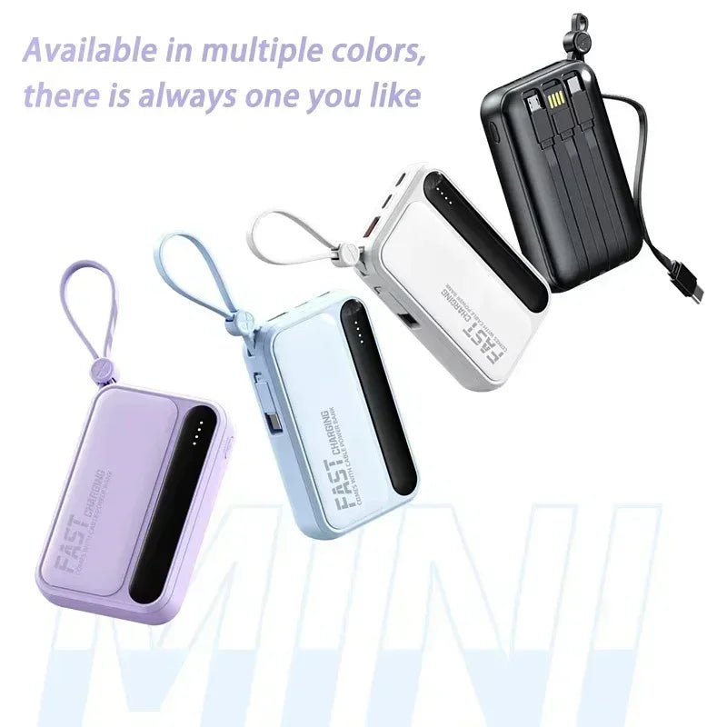 120W Portable Power Bank — 4-in-1 Built-In Cables & LED Digital Display, 10,000/30,000/50,000 mAh, PD 20W
