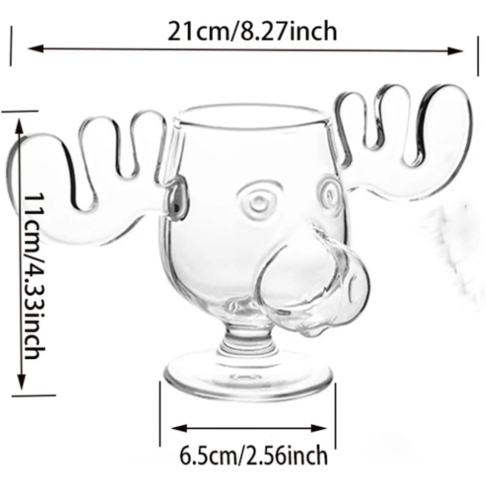 240ml (8oz) Moose Reindeer Glass Mug — Christmas Wine & Cocktail Cup