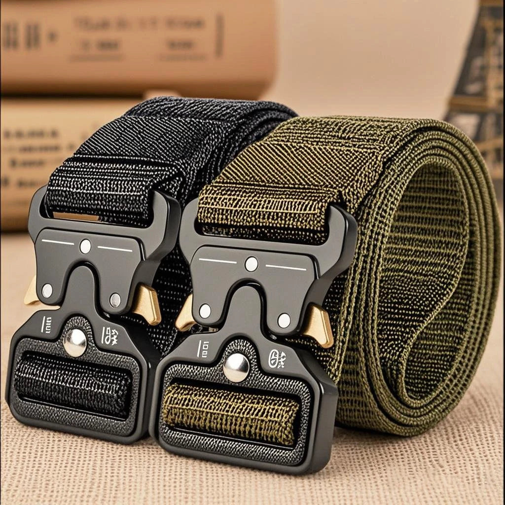 Men's Tactical Canvas Multi-Function Belt, Outdoor Adventure Waist Belt 1.5 in (3.8 cm)