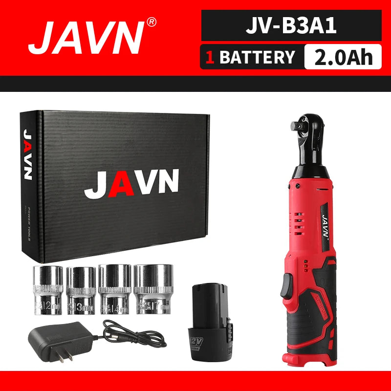 12V Cordless Electric Wrench 45 Nm 3/8-inch (9.5 mm) Ratchet Right-Angle Power Wrench for Car Repair