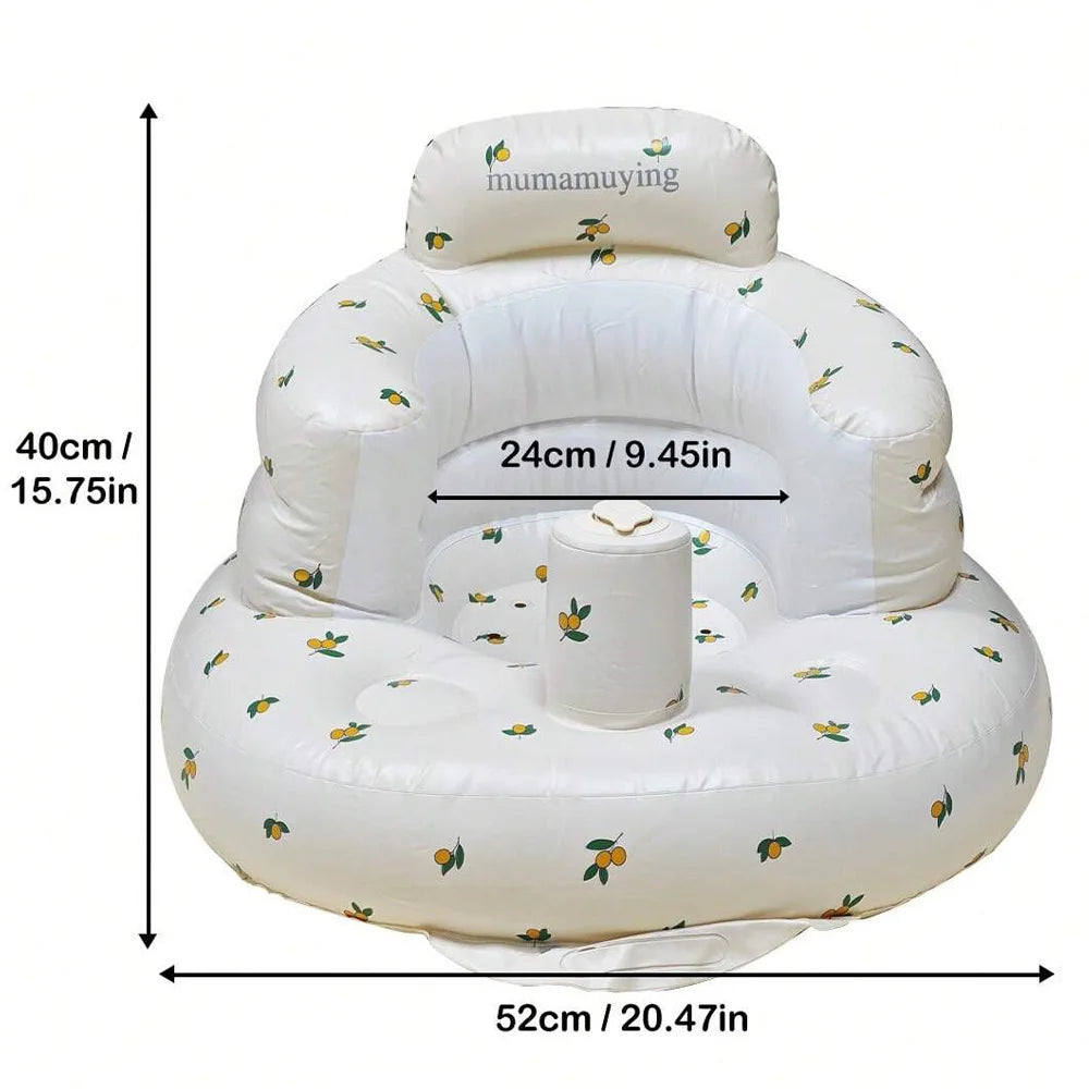 Portable Inflatable Baby Seat — PVC Infant Sofa & Bath Stool, Multifunctional Learning/Sitting Practice Chair (57×48×35 cm / 22.4×18.9×13.8 in)