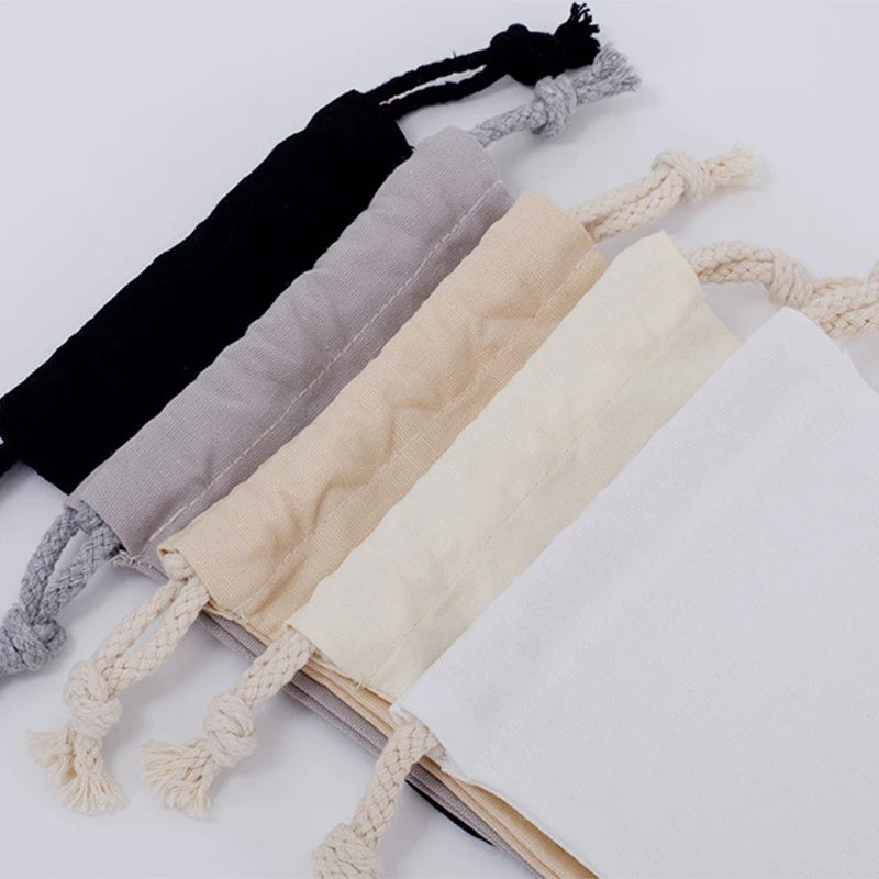 Cotton Drawstring Canvas Bags - White Reusable Gift & Storage Pouches for Candy, Jewelry, Travel and Home Organization