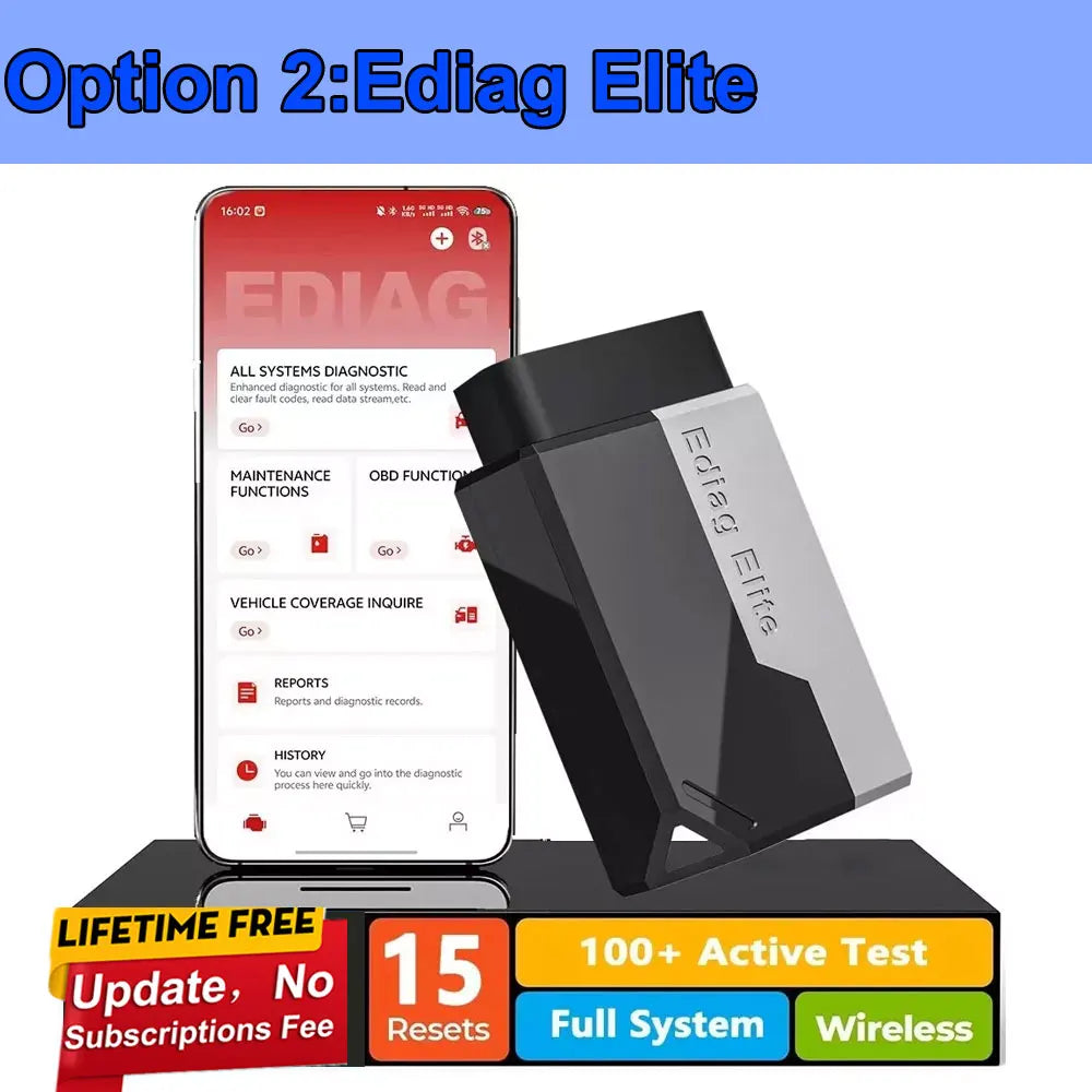 OBD2 Scanner Bi-Directional CAN FD, 15 Reset Functions & Auto VIN — Bluetooth OBDII Diagnostic Tool with Lifetime Free Updates (Android & iOS)