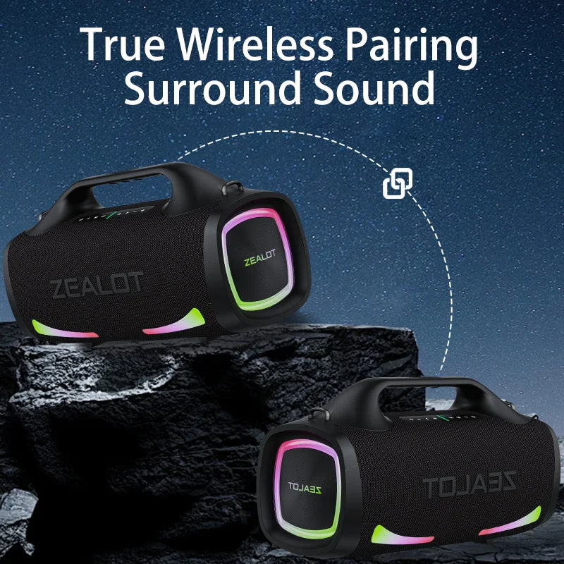 100W Wireless Portable Outdoor Speaker with Built-In Subwoofer, Hi‑Fi Sound, Dual Pairing, Fast Charging 24000mAh, Waterproof