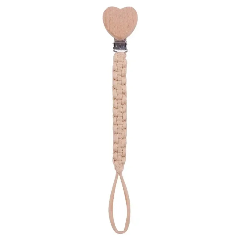 Personalized Wooden Pacifier Clip with Cloth Weave, Custom Name Baby Pacifier Chain and Teether Holder Newborn Gift