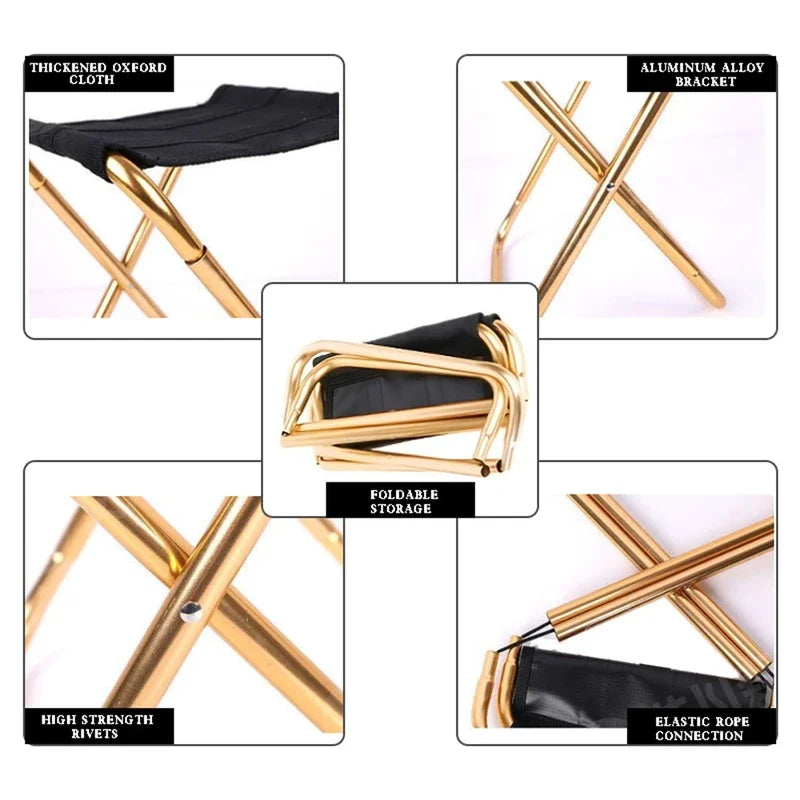 Portable Folding Camping Stool - Lightweight Aluminum Alloy with Carry Bag for Fishing & Hiking