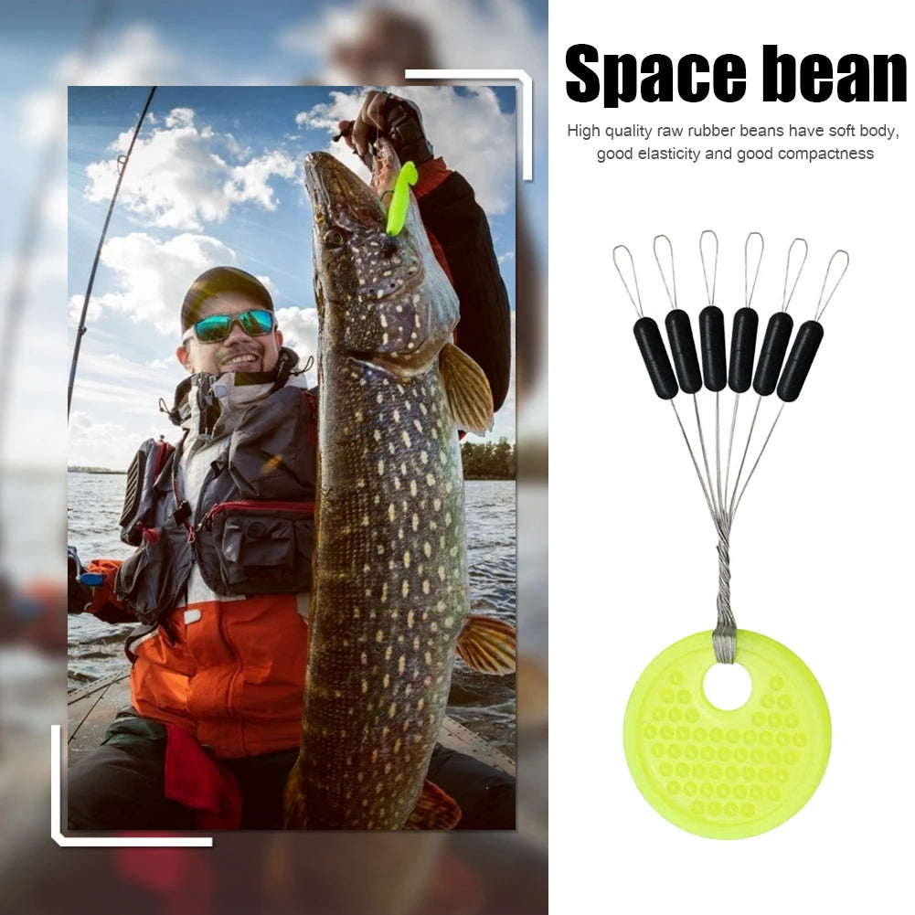 60pc (10-Group) Rubber Space Bean Stoppers for Fishing Floats – Carp Bait Line Stops (S/M/L)