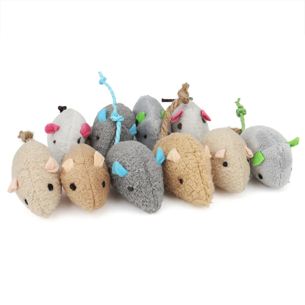 12-Pack Catnip Plush Mice for Cats - Interactive Kitten Play Set (5.1 x 1.2 in / 13 x 3 cm)