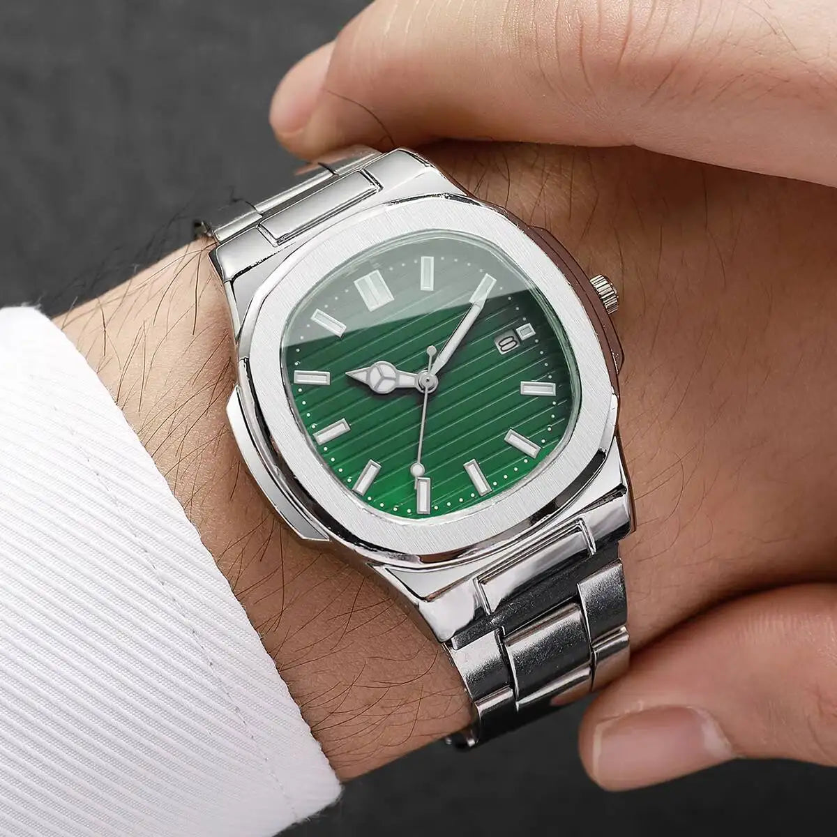 Luxury Men's Square Dial Alloy Strap Quartz Watch - Business & Casual