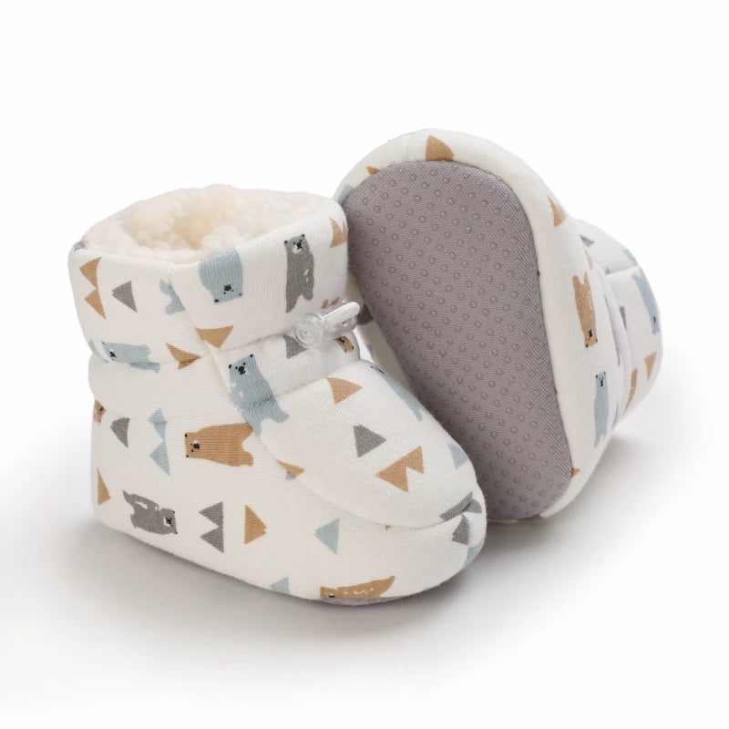 Winter Baby Boots Cartoon Soft-Sole Anti-Slip Warm Toddler Walking Booties for Boys & Girls