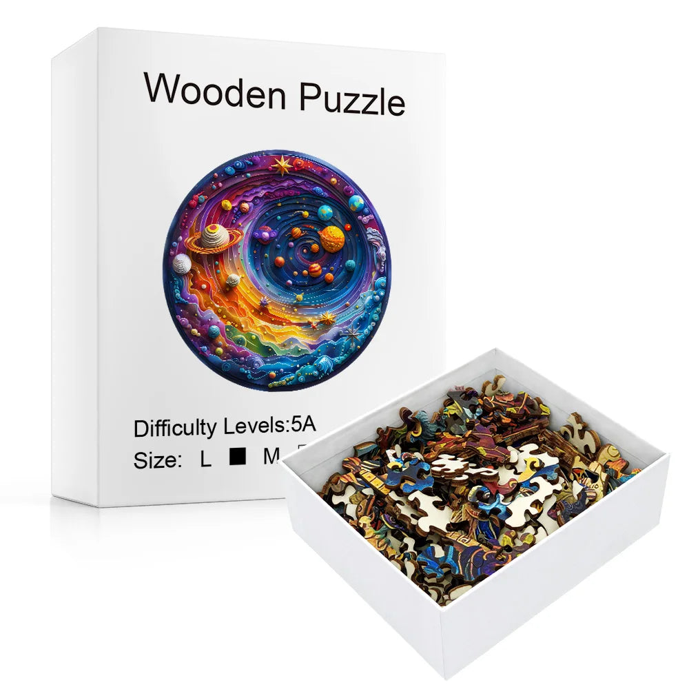 Wooden Space Planet Jigsaw Puzzle — Irregular Shape Family Game Gift for Adults & Kids
