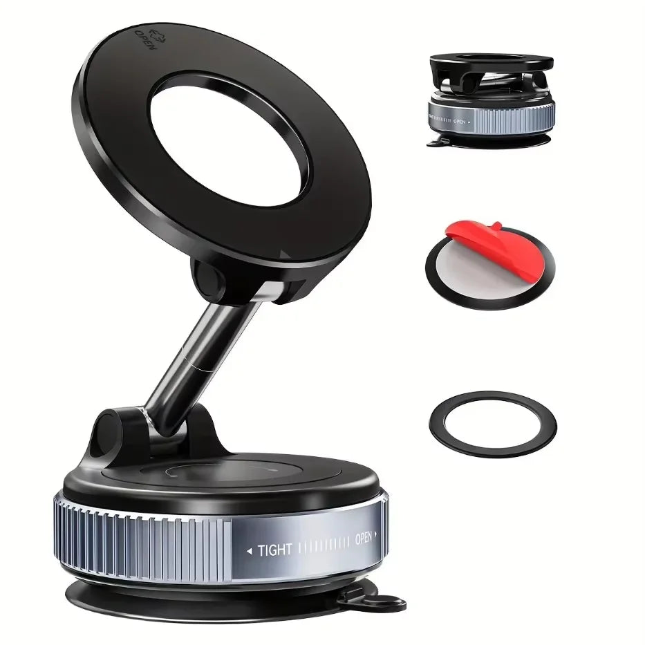 Universal Magnetic Car Phone Holder 360° Rotating Vacuum Suction Cup Mount for Dashboard and Windshield