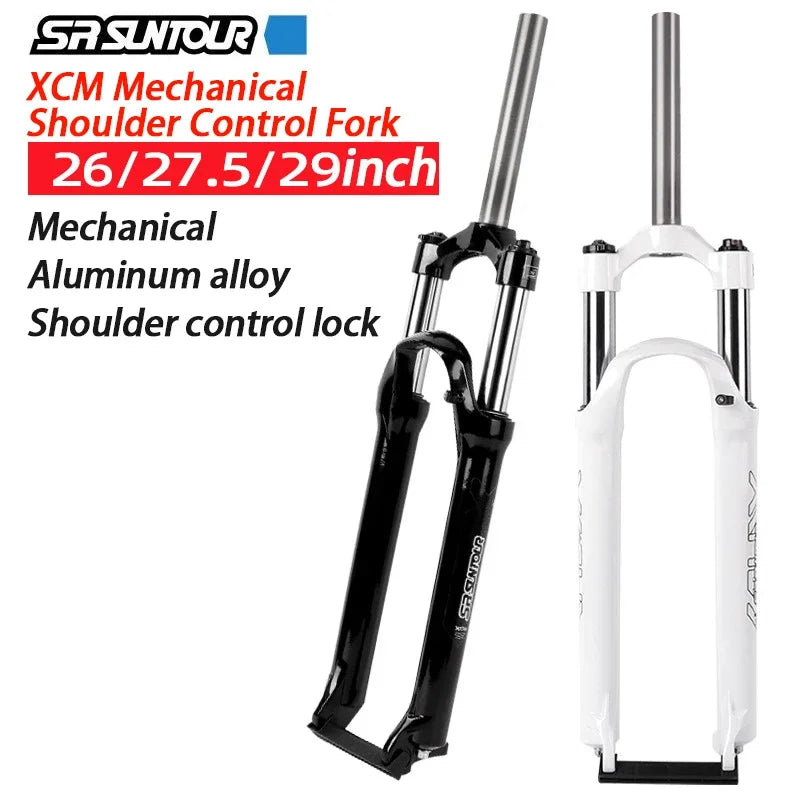 Mountain Bike Suspension Fork 26/27.5/29 Inch 100mm Travel Spring-Oil Front Fork Compatible with Disc Brakes
