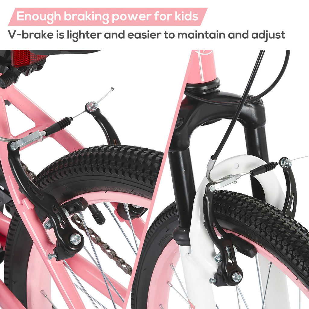 20-Inch Kids Mountain Bike with Front Suspension, Youth Bicycle for Ages 7+, Front V-Brake & Rear Brake — Boys & Girls, Multiple Colors