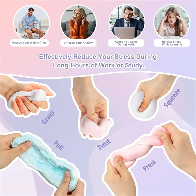 Shapeable Squishy Stress Ball with Sound — Grape Sand Sensory Fidget Toy, 2.36 in (6 cm) Desktop Stress Relief
