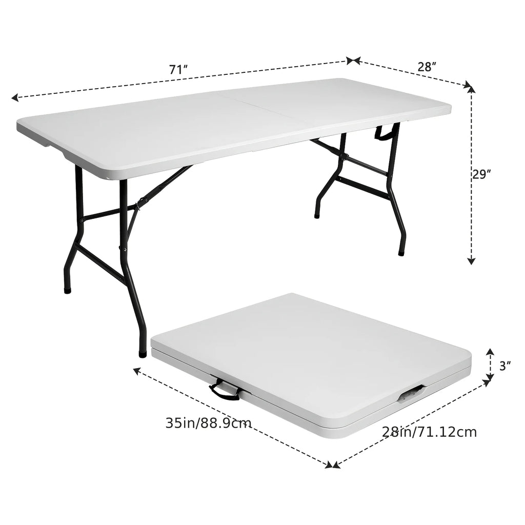 Extra-Large 6ft (183cm) Waterproof Folding Banquet Table – Heavy-Duty Portable Table with Non-Slip Surface for Parties & Outdoor Events
