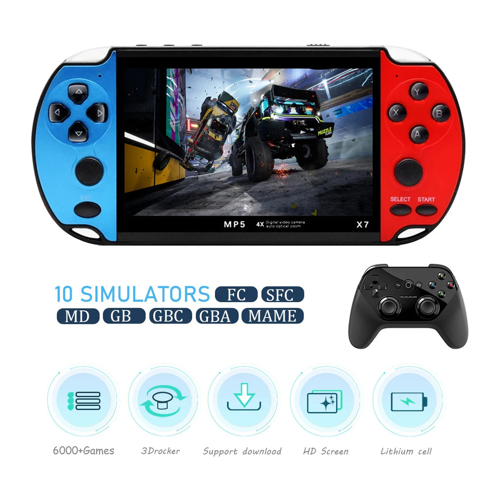 4.3-Inch IPS Handheld Retro Game Console HD Screen Built-in 10,000+ Games (GBA GBC NES MD SFC)