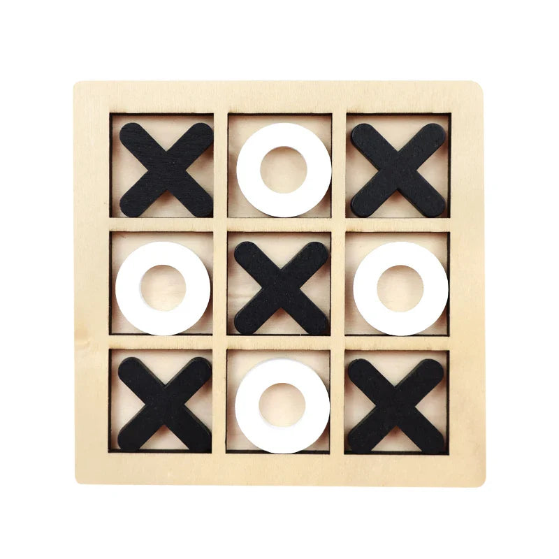 Montessori Wooden Tic-Tac-Toe (XO) Puzzle Board 9.8×9.8 cm (3.9×3.9 in) – Educational Brain Training Toy for Kids