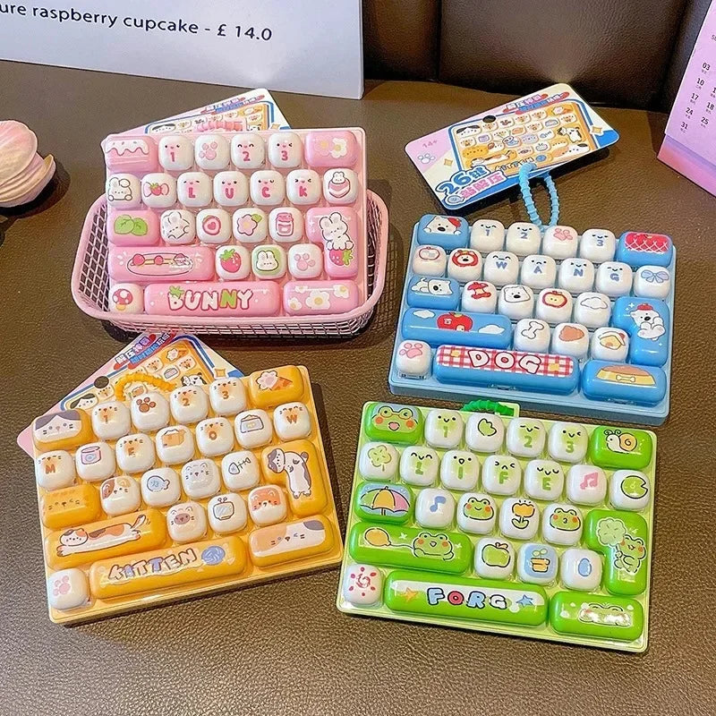 26-Key Keycap Clicker Keychain - Giant Keyboard Key Caps Stress Relief Charm for Keys & Bags, 5.5 x 3.9 in (14 x 10 cm)