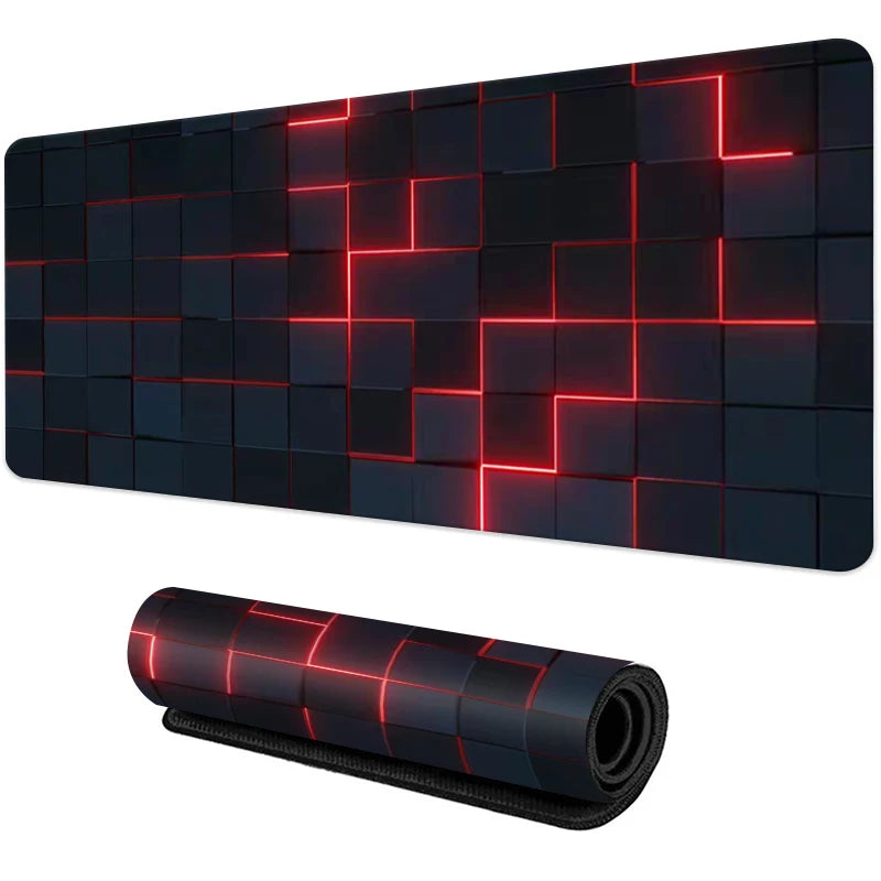 Large Gaming Mouse Pad Red Blue Gradient Non-Slip Rubber Sewn Edge Desk Mat for Keyboard & PC
