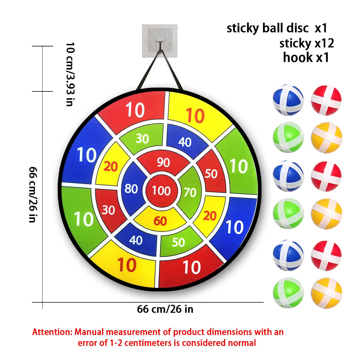 12-Pack Sticky Ball Dart Disc Set – 36 cm (14.2 in) Suction Sticky Balls for Kids, Indoor & Outdoor Party Game, Birthday Gift